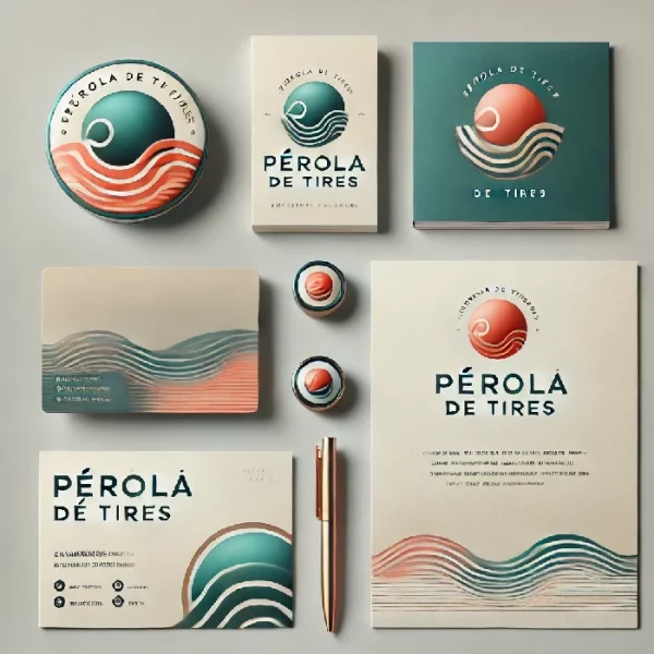 DALL·E 2024-11-06 08.19.05 - A sleek corporate design concept for a business called -Pérola de Tires- in Portugal. The design features a modern logo with a stylized pearl and wave